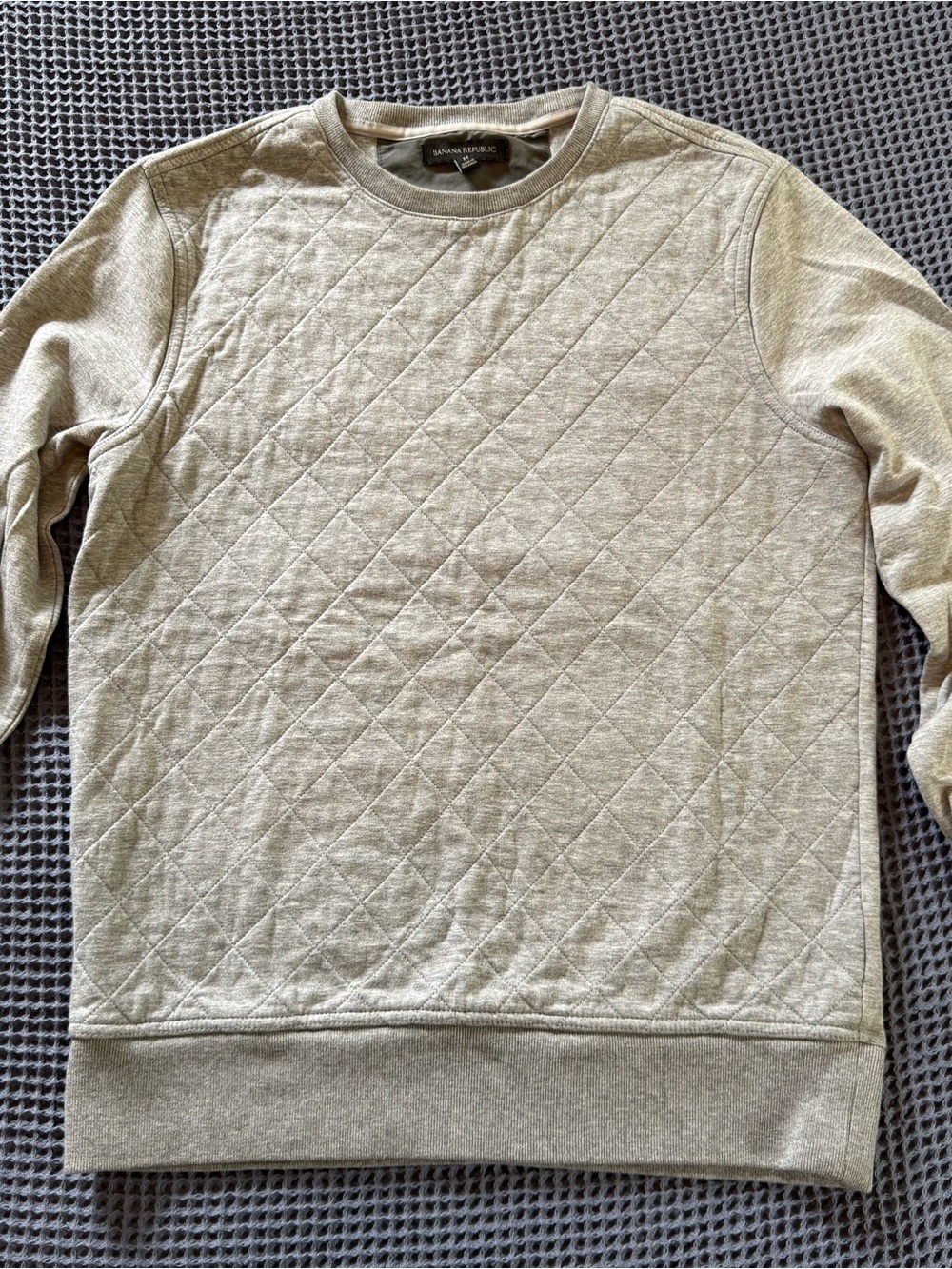 Banana Republic Men's Quilted Crewneck Sweatshirt - Heather Gray